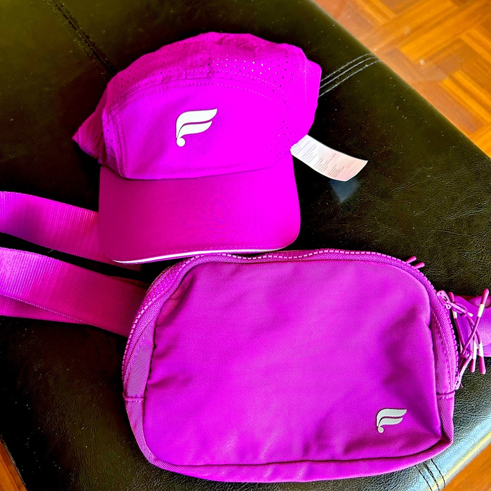 Fabletics hat and belt bag duo.